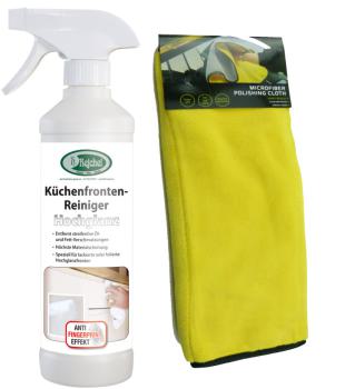 Küchenfronten-Reiniger Hochglanz + Microfasertuch Poliertuch