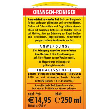 Bio Magic Orangen - Reiniger Konzentrat 2 x 250ml für alle Reinigungsbereiche